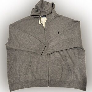 Men’s 5XB Ralph Lauren Heather Gray Zip-Up Hoodie-EUC